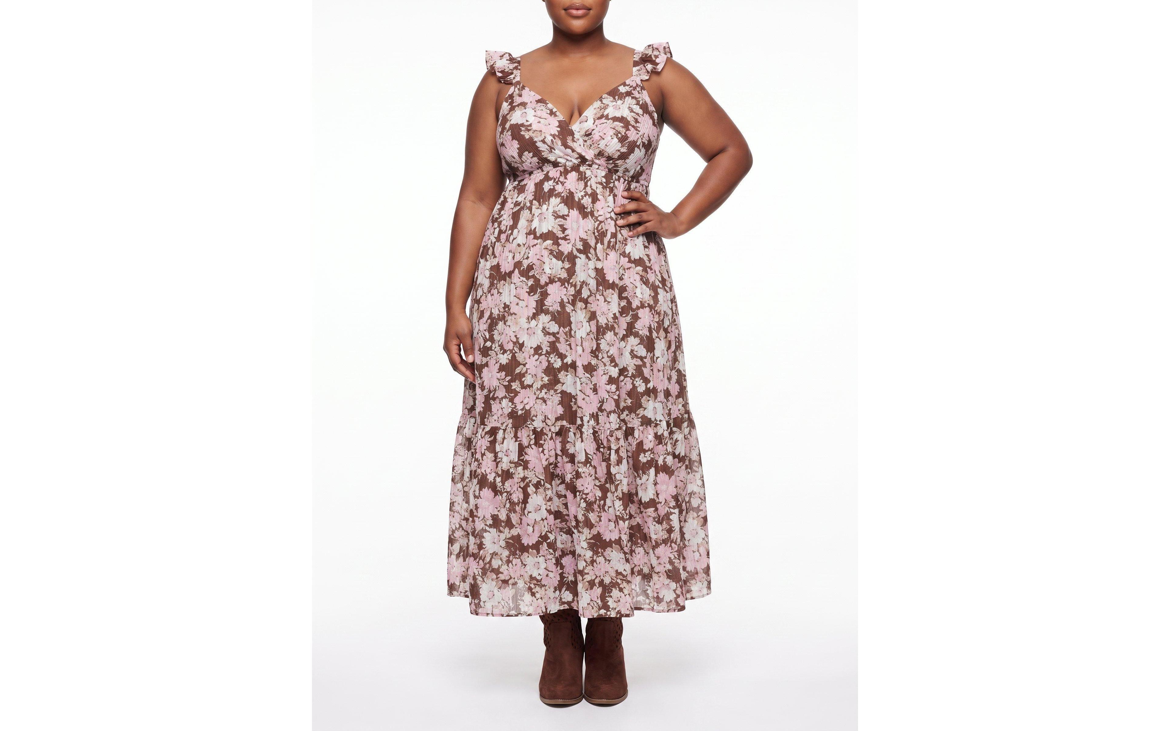 Torrid Plus Sleeveless Surplice Ruffle Maxi Dress