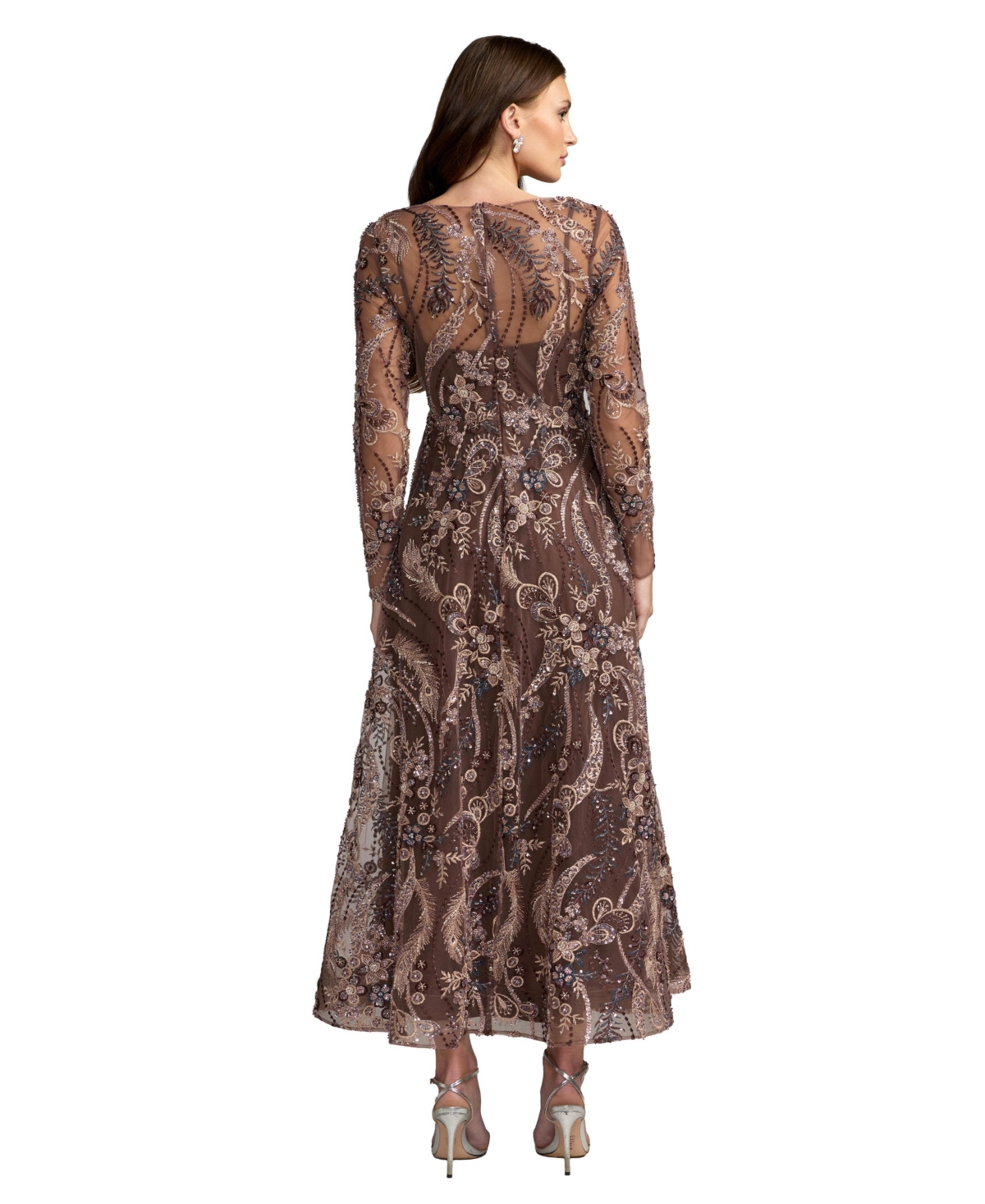 Mac Duggal Women's Floral-Print Embroidered A-Line Dress