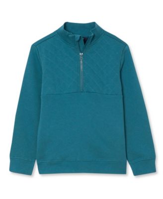Boys' 4-20 Quarter-Zip Mock-Neck Cotton-Blend Fleece Pullover
