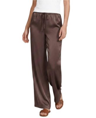 Women's Creaseless Silky High Rise Wide Leg Drawstring Pants