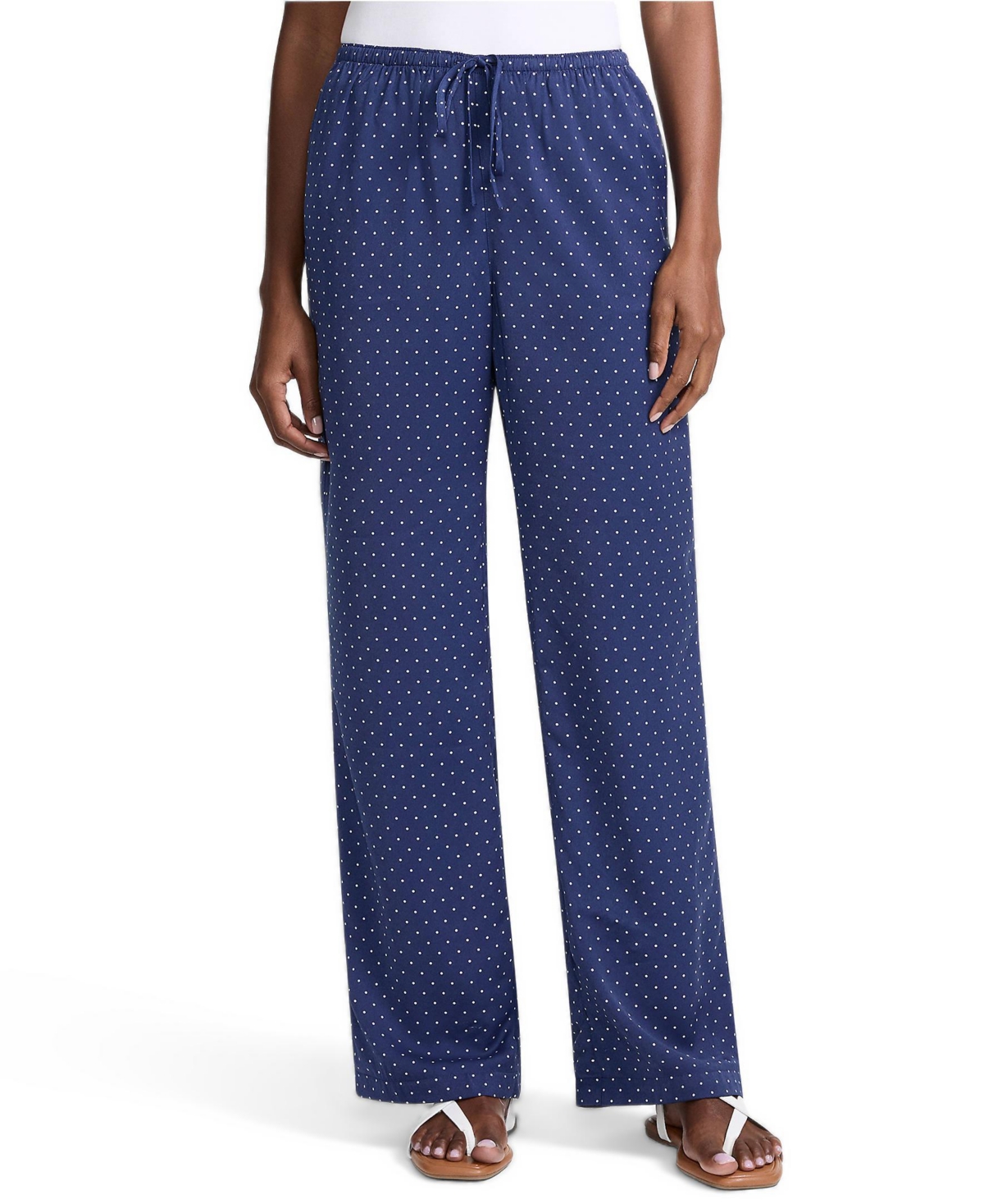 Lands' End Women's Creaseless Silky High Rise Wide Leg Drawstring Pants