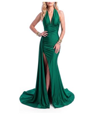 Women's Ruched Halter Mermaid Gown