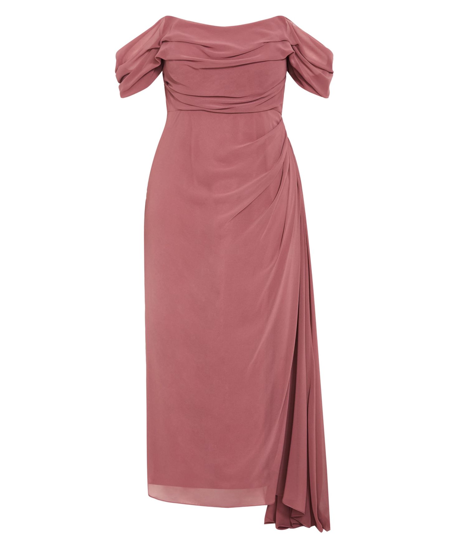 Женское платье CITY CHIC Plus Size Soft Love Off-Shoulder Gathered-Drape Bodice Maxi, цвет: Розовый — фото 3