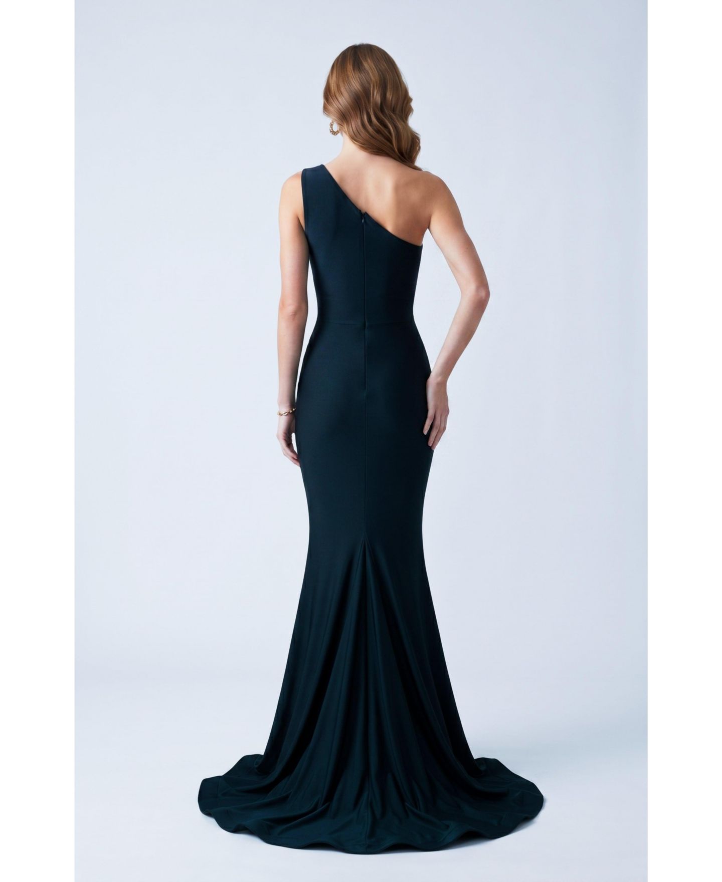 Женское платье Jessica Angel One Shoulder Ruched Mermaid Evening Gown, цвет: Чёрный — фото 6