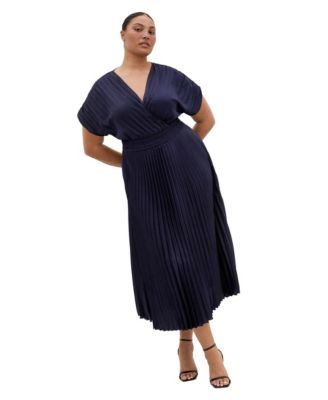 Plus Size Elia Satin Midi Cap-Sleeve Dress