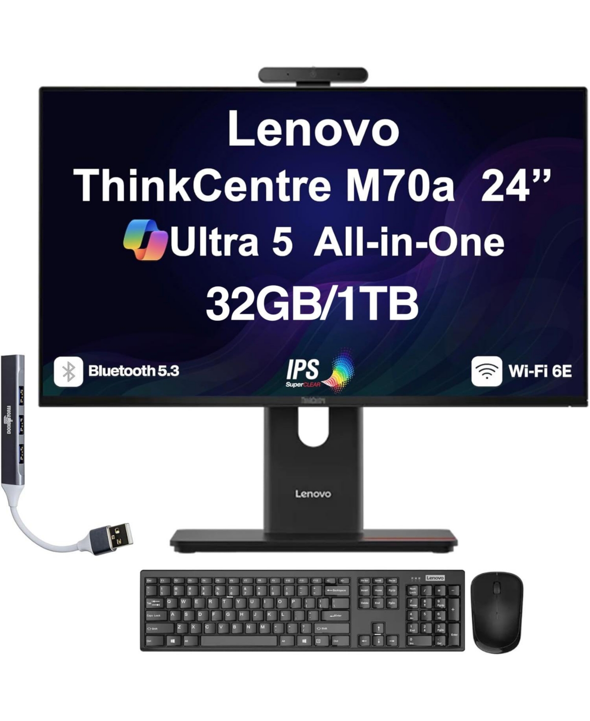 Lenovo ThinkCentre M70a 24" All-in-One Desktop Computer - Black