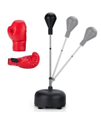 Punching Bag, Freestanding Boxing Bag with 4 Height Settings from 55 to 62 in, 19 in Fillable Base, 6 Suction Cups and Gloves