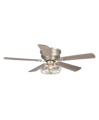 48" Industrial Wood 5-Blade Low Profile Ceiling Fan with Light Kit and Remote
