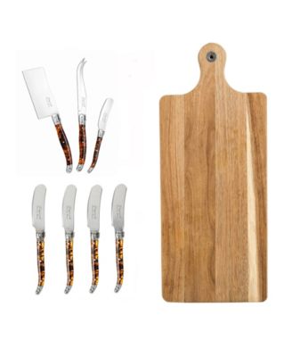 Laguiole 8-Piece Tortoise Shell Cheese Knife & Spreader Set
