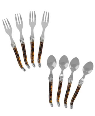 Laguiole 8-Piece Tortoise Shell Dessert Spoon & Fork Set 
