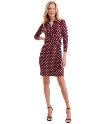 Petite Printed Faux-Wrap Tie-Waist Dress