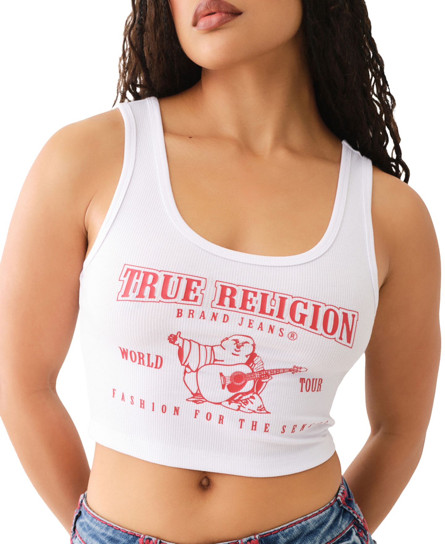 Женский топ True Religion Logo Crop, цвет: Синий — фото 4