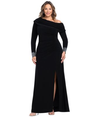 Plus Size Asymmetrical Neck Gown