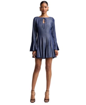 Women's Boat Neck Bell-Sleeve Mini Dress