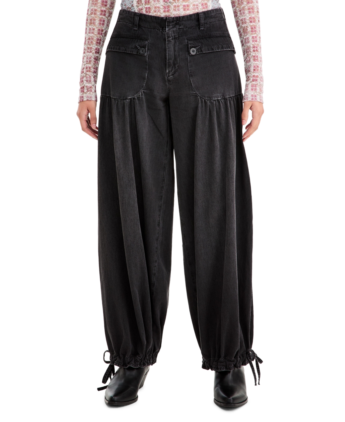 Free People Women's Lotus Wide Leg Tie Hem Jeans