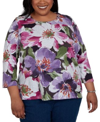 Plus Size Violet Blooms Knit Top