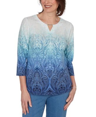 Petite Ombre Medallion Knit Top