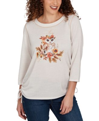 Petite Autumn Owl Knit Top