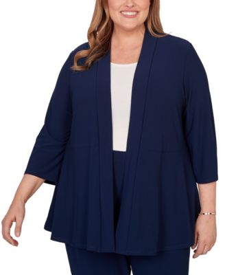 Plus Size Light Open Crepe Cardigan Top