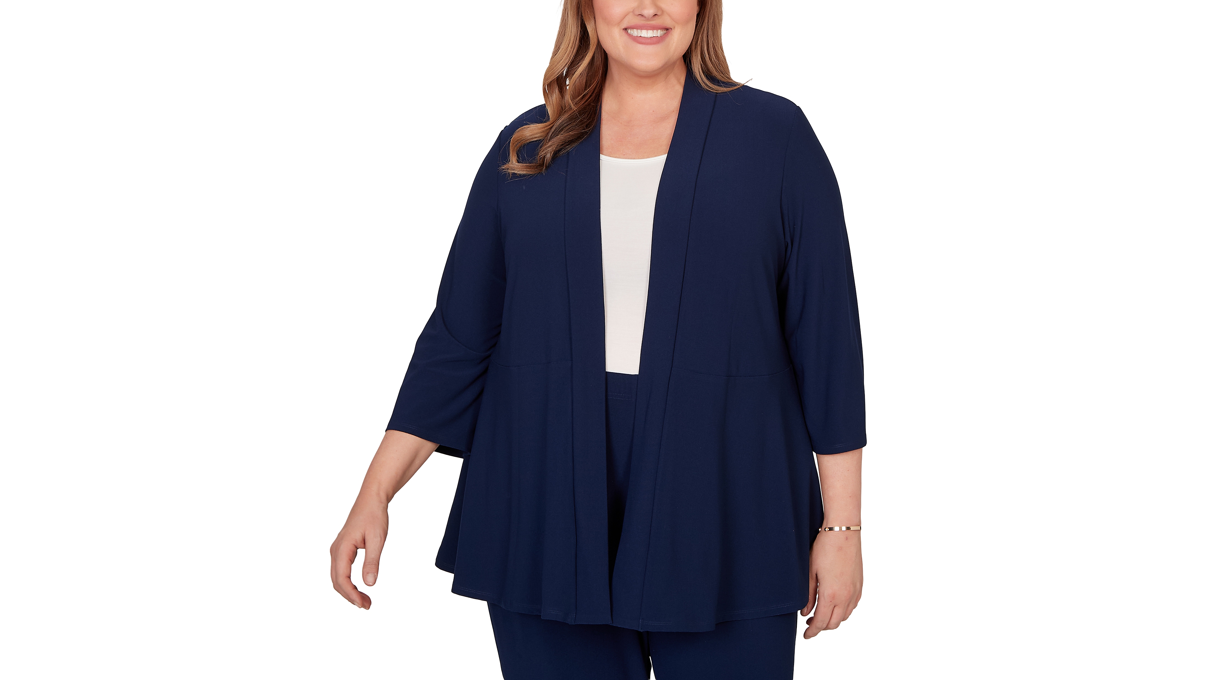 Alfred Dunner Plus Size Light Open Crepe Cardigan Top
