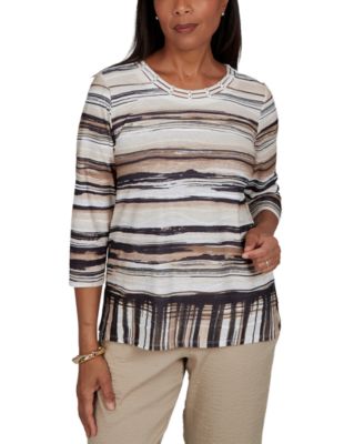 Women's Travel Advisory Scratched Stripes Knit Top