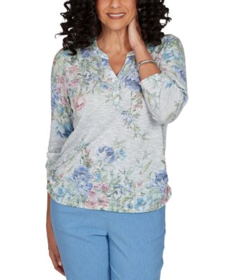 Women's Provence Floral Borders Henley Top