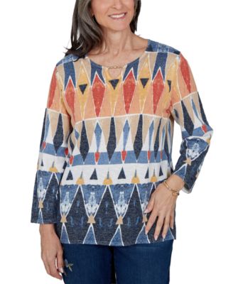 Petite 3/4-Sleeve Henley Sweater
