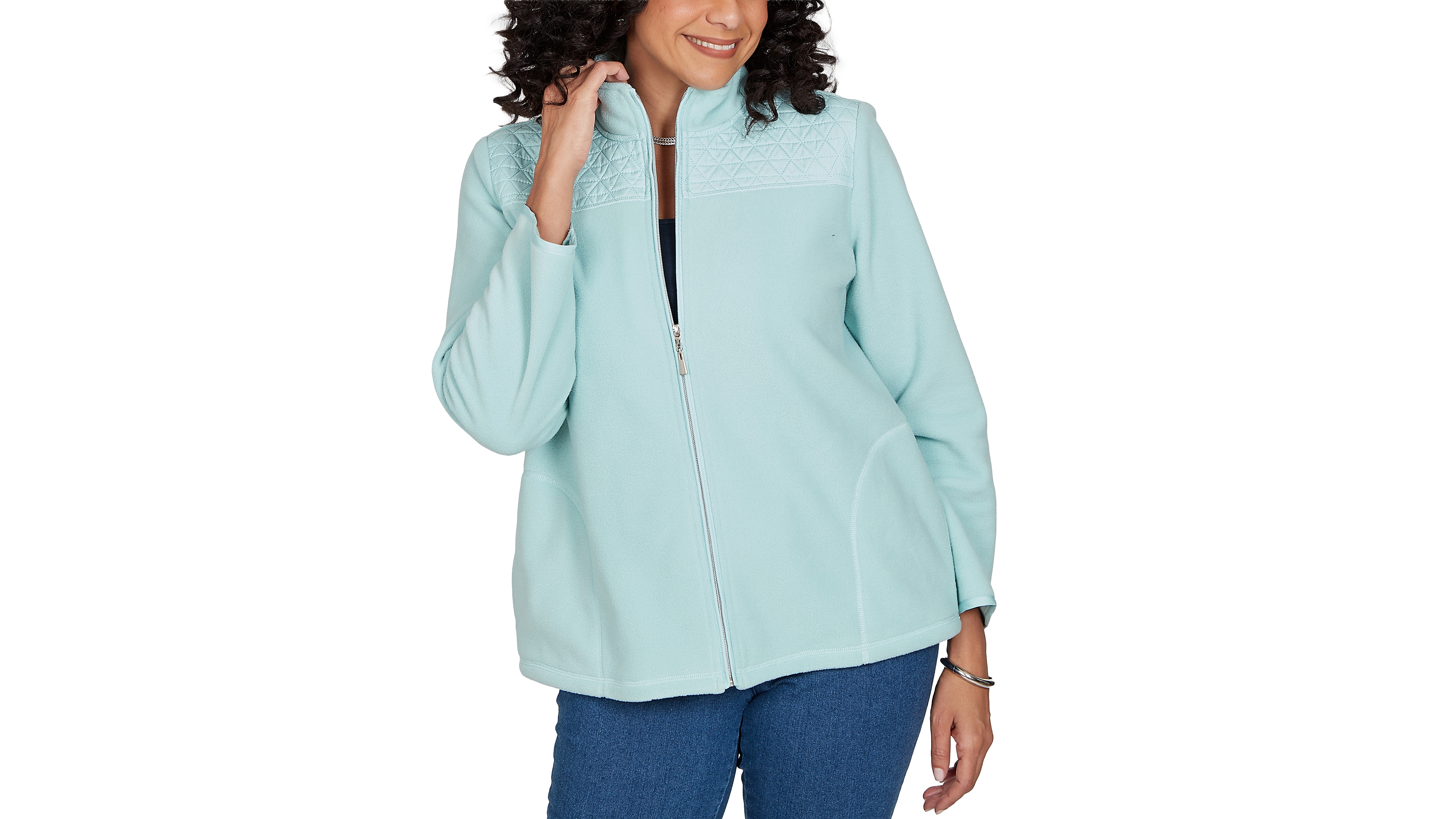 Alfred Dunner Women's Classic Quilted Zip Front Knit Jacket