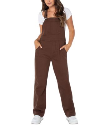 Juniors' Slouchy Twill Overalls
