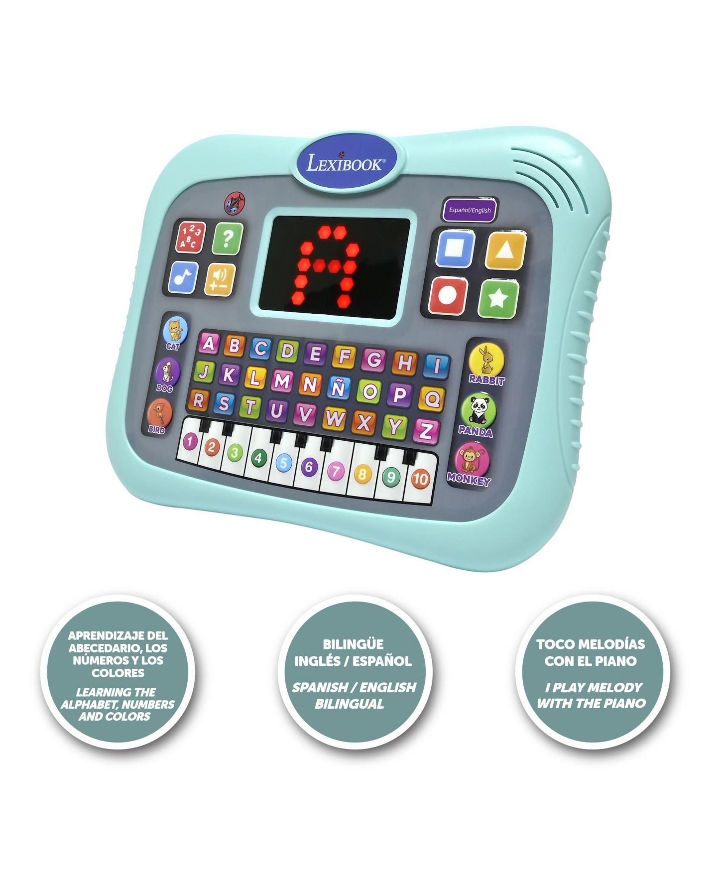 Детская игрушка Lexibook Bilingual Tablet English/Spanish Alphabet, Numbers and Animals Educational Tablet, от 3 лет, цвет: Синий — фото 2