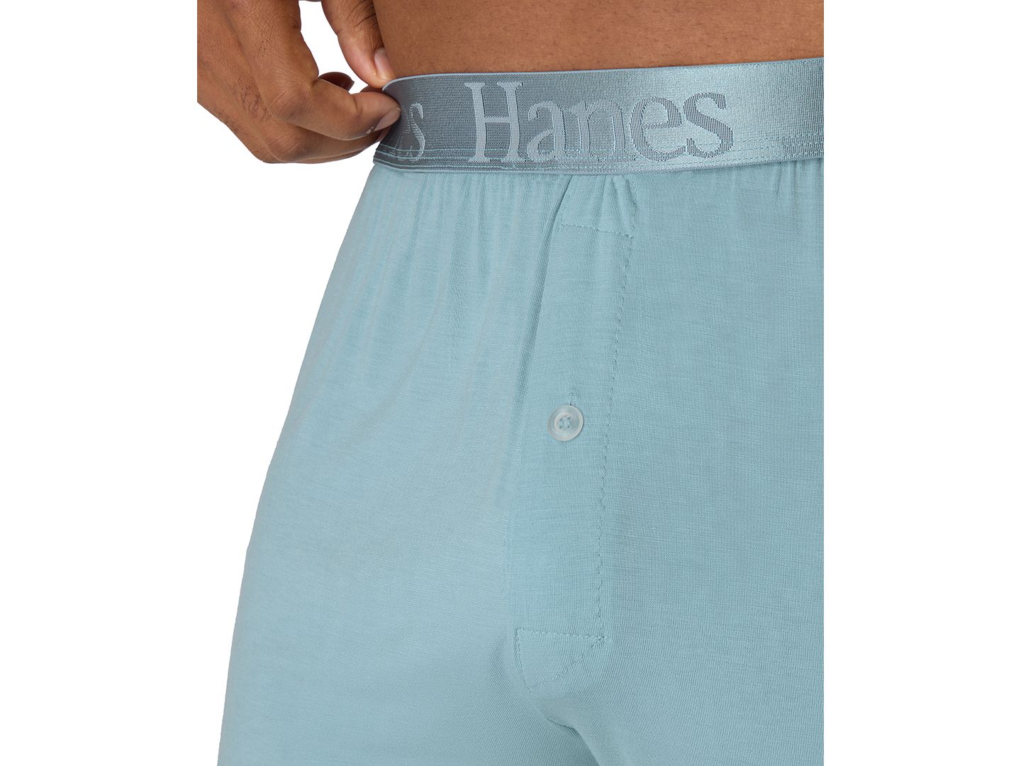 Мужские трусы Hanes Ultimate Knit Tagless Boxer Shorts, 3-Pack, цвет: Синий / Серый — фото 3