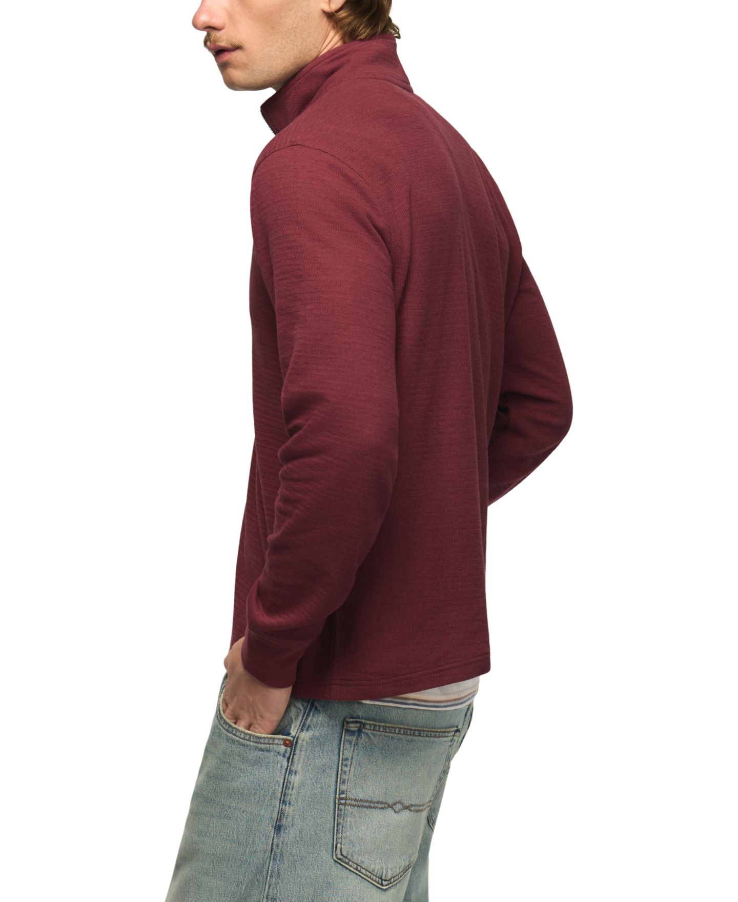 Мужской свитер Lucky Brand Mockneck Quarter-Zip Textured, цвет: Бордовый — фото 3