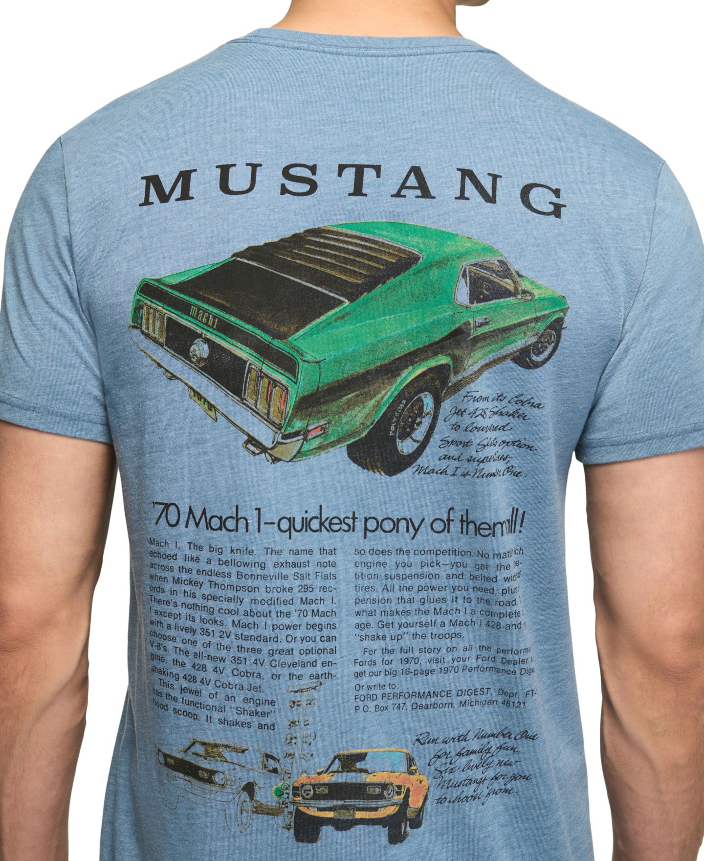 Мужская футболка Lucky Brand Mustang Vintage-Graphic, цвет: Синий — фото 4