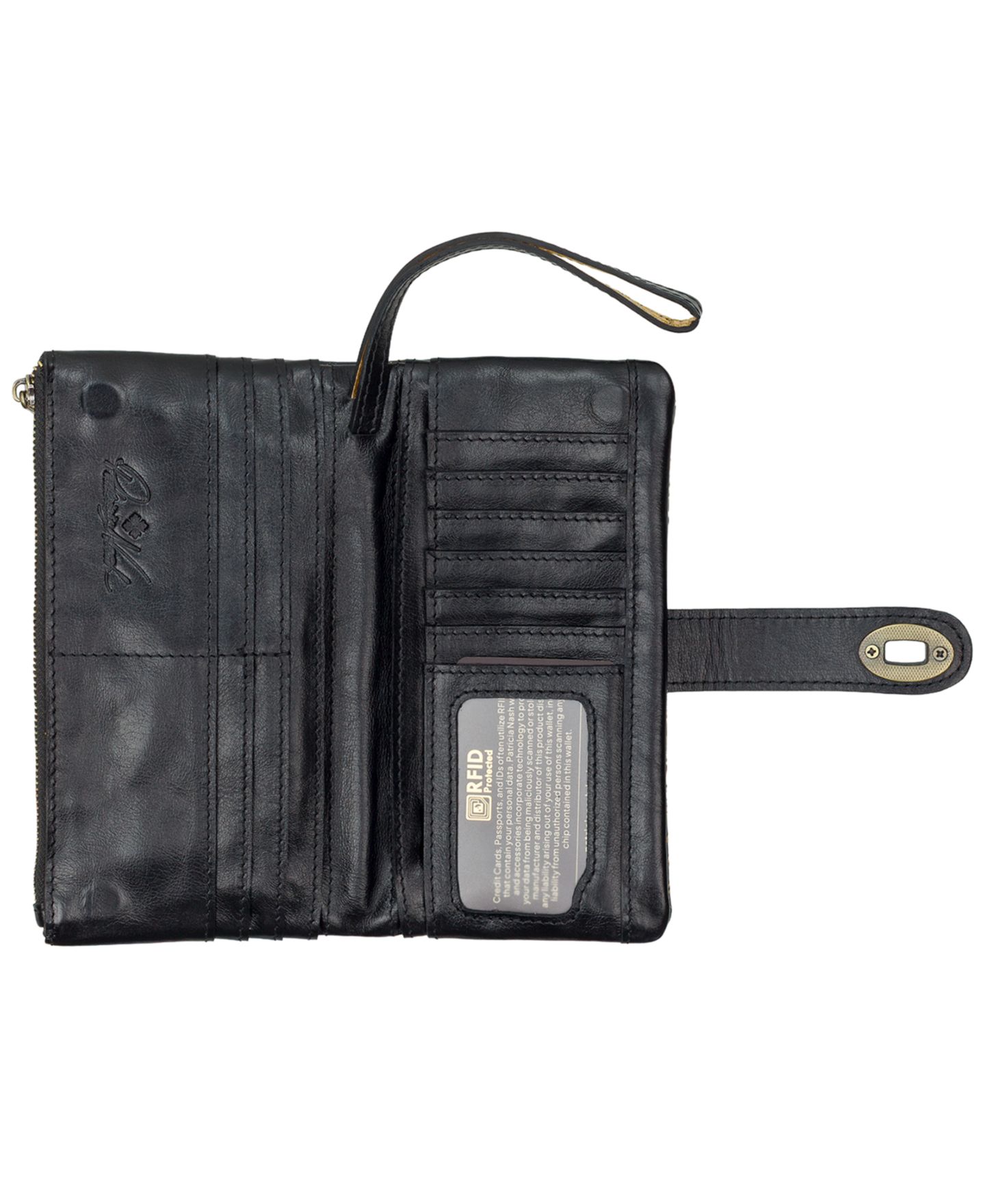 Женский кошелёк Patricia Nash Annesley Rose Garden Leather Wristlet, цвет: Розовый чёрный — фото 4