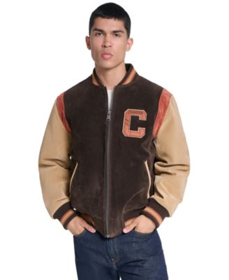Men's Varsity Faux Suede Full-Zip Jacket