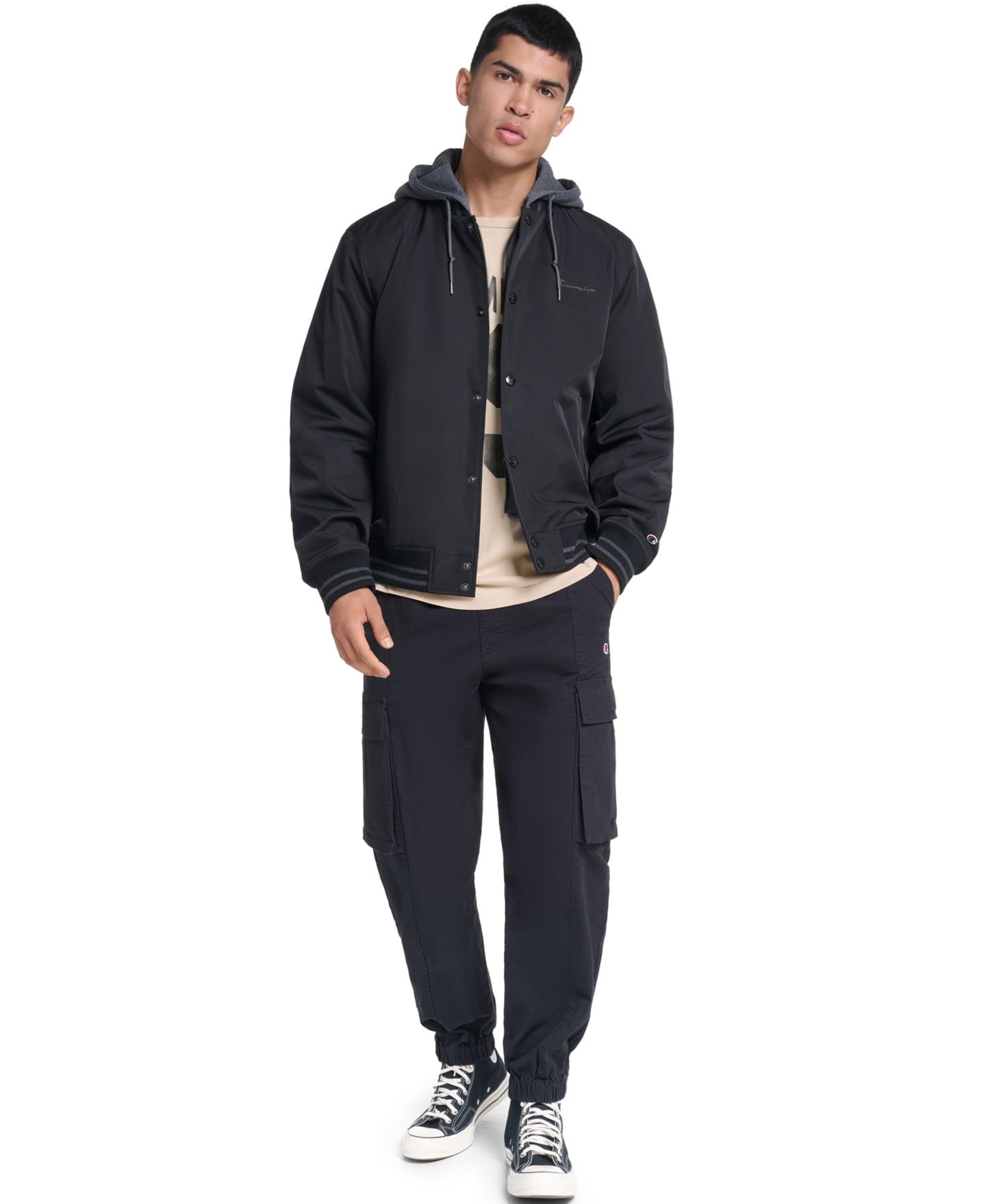 Мужская куртка Champion Hooded Varsity, цвет: Чёрный — фото 2