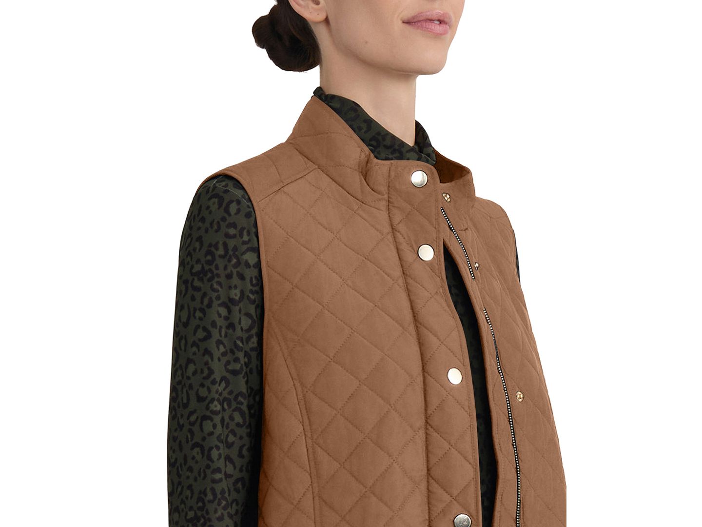 Женский жилет Jones New York Quilted Mock-Neck, цвет: Коричневый — фото 3