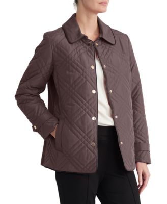 Women's Triple-Diamond-Quilted Faux-Leather-Piping Jacket