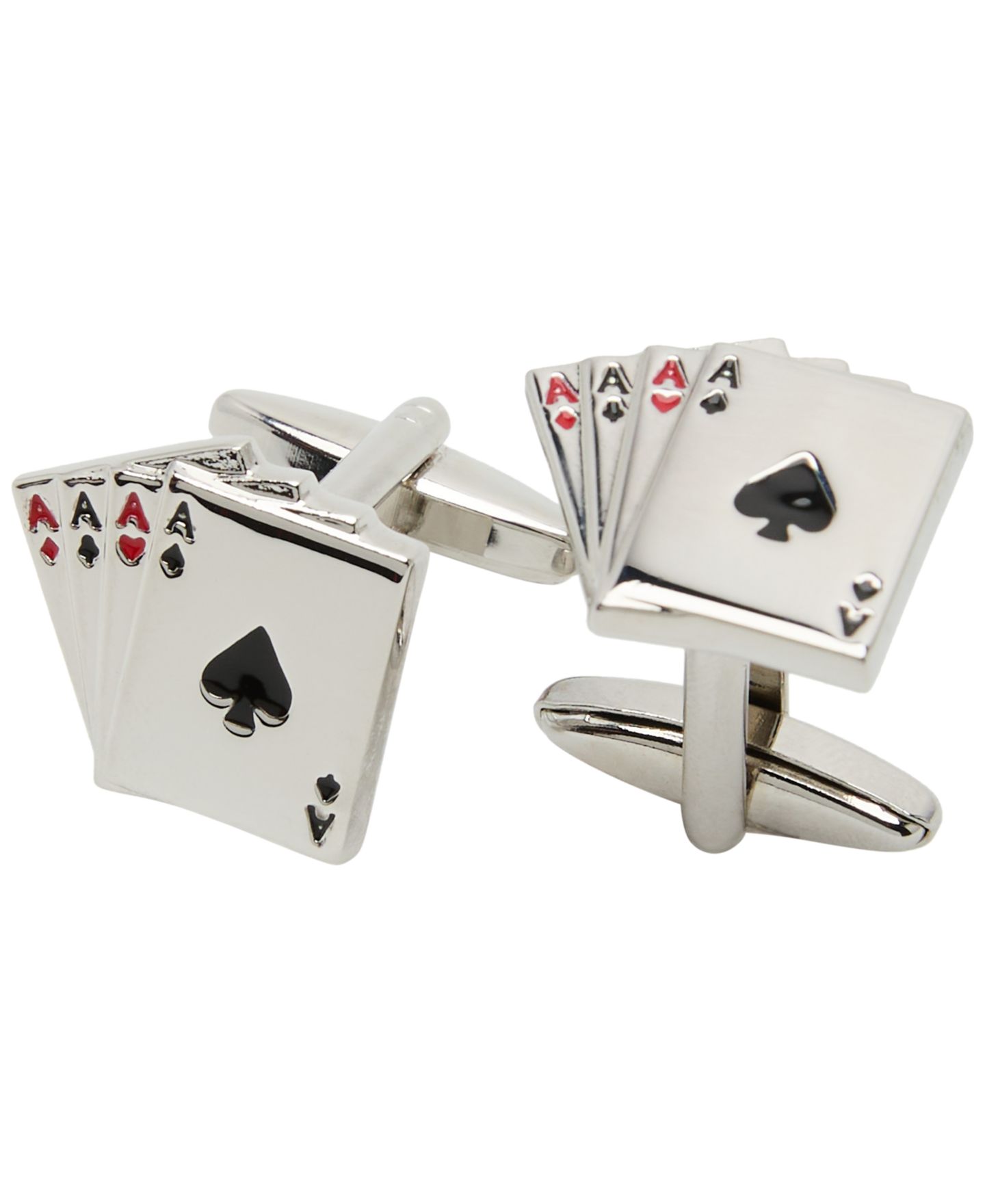 Мужские запонки Perry Ellis Portfolio Silver-Tone Poker Cufflinks, цвет: Серебряный — фото 2