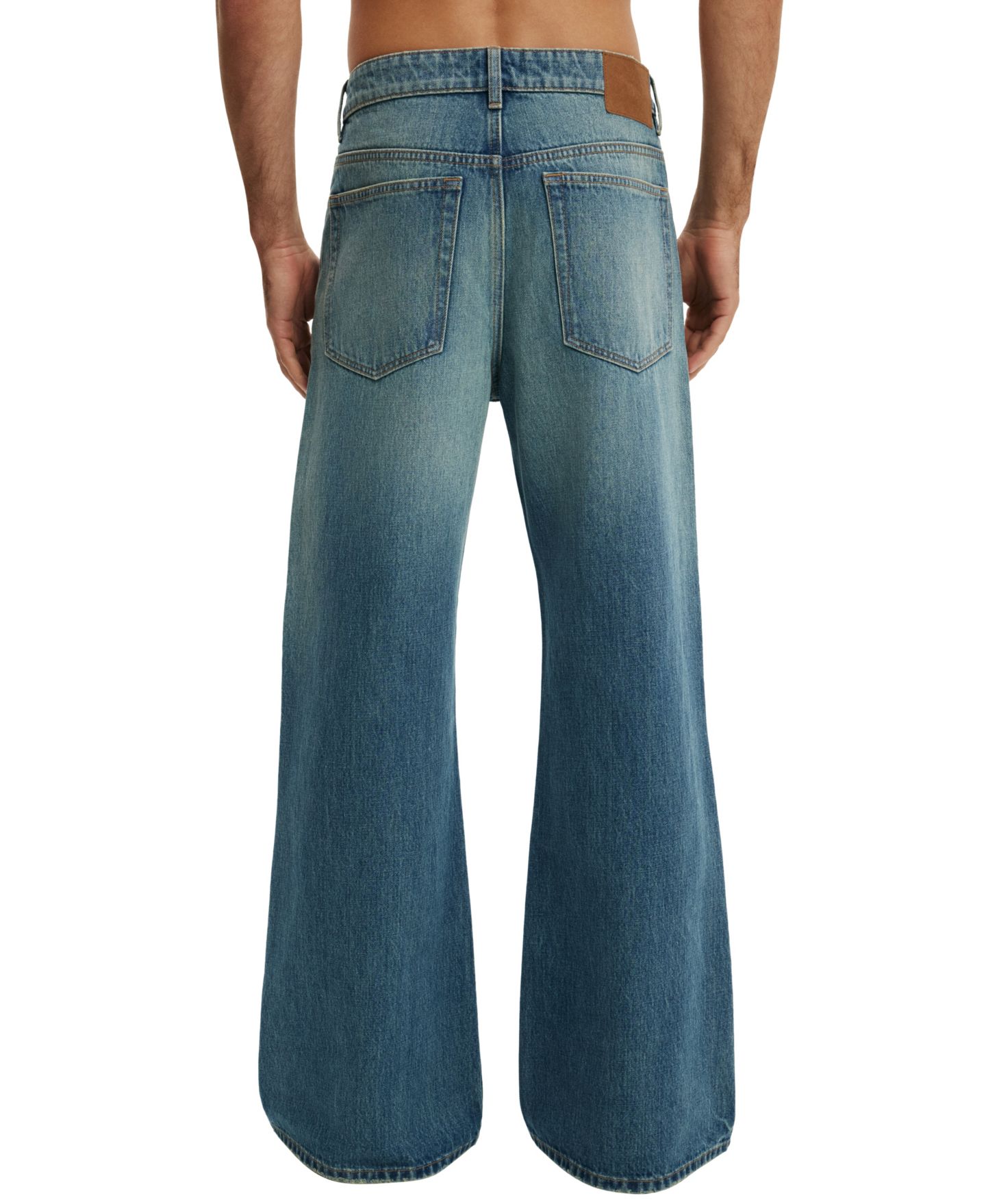 Мужские джинсы COTTON ON Baggy Bootcut, цвет: Потёртый синий — фото 6