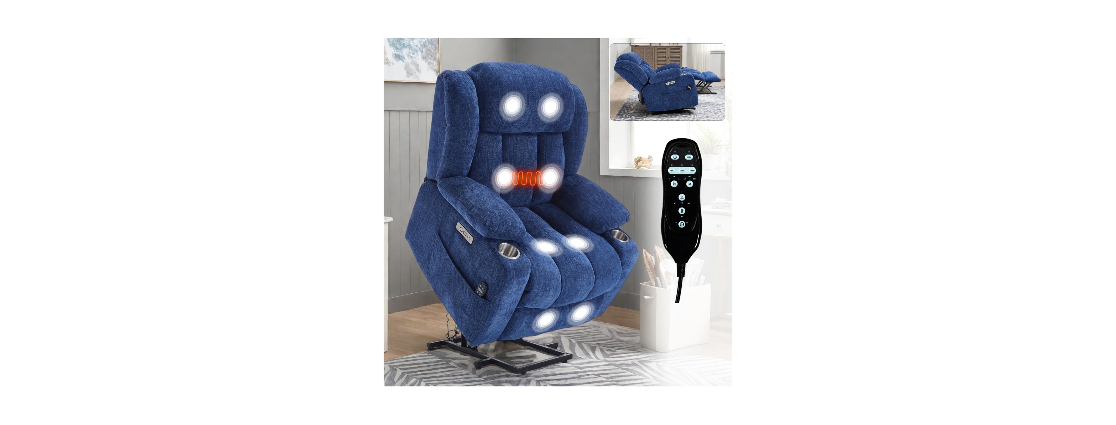 Streamdale Furniture Heavy Duty Chenille Power Lift Recliner with Massage