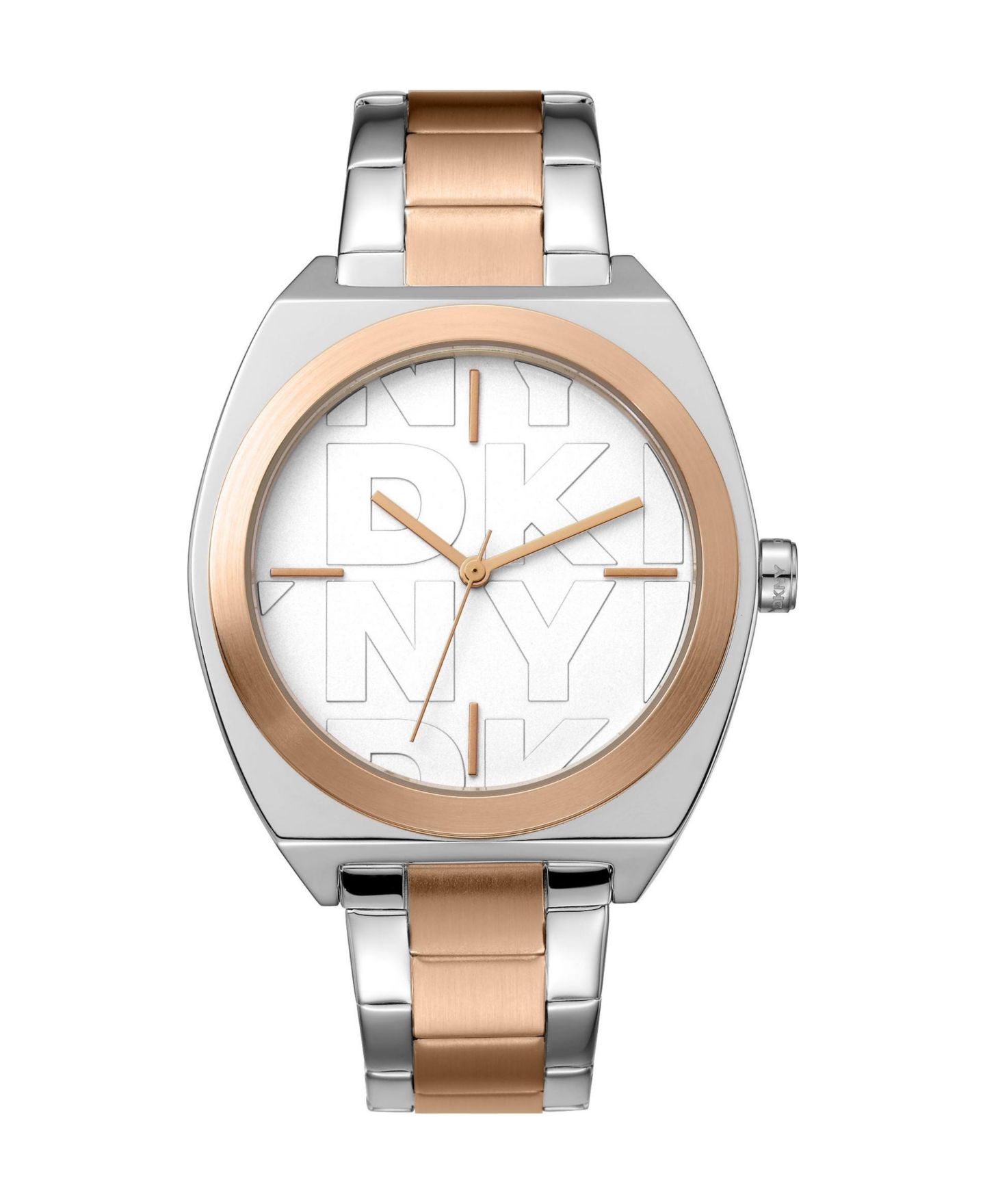 Женские часы DKNY Quartz Water-Resistant Two-Tone Stainless Steel Bracelet Watch, 38mm, цвет: Серебряный — фото 1