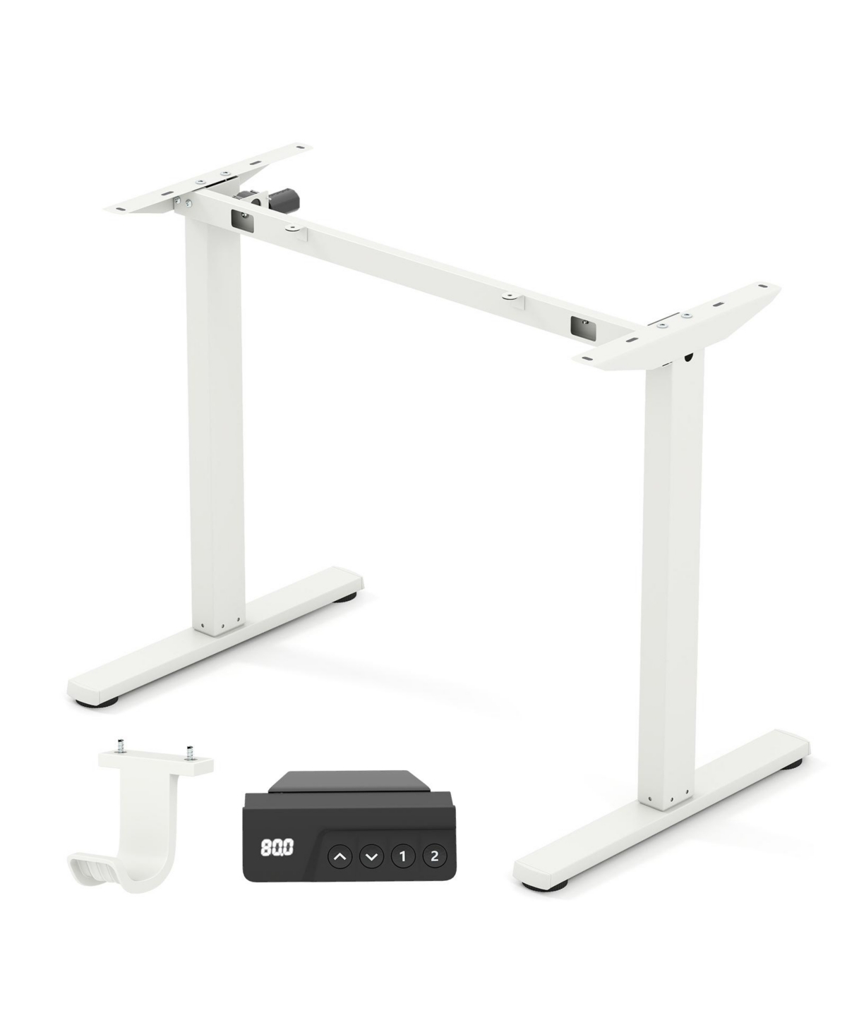 Mecale Electric Standing Desk Frame Height Adjustable Computer Desk Base with Led Display - White