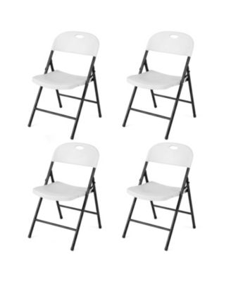 Set of 4 Foldable Plastic Chairs with Ergonomic Backrest