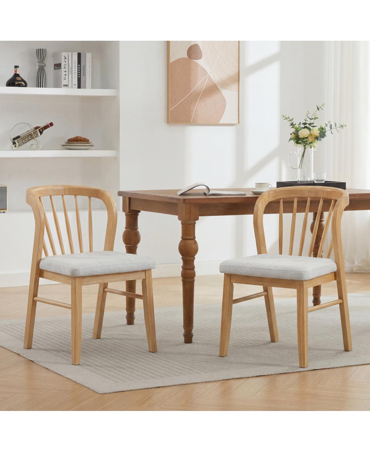 Streamdale Furniture Mid-Century Rubber Wood Dining Chairs, Set of 2