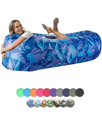Portable Inflatable Couch Blow Up Sofa With Pillow Headrest Carry Bag Stakes For Camping Beach Festivals