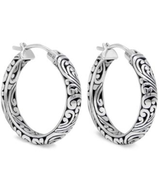 Women's Sterling Silver Filigree Hoop Earrings