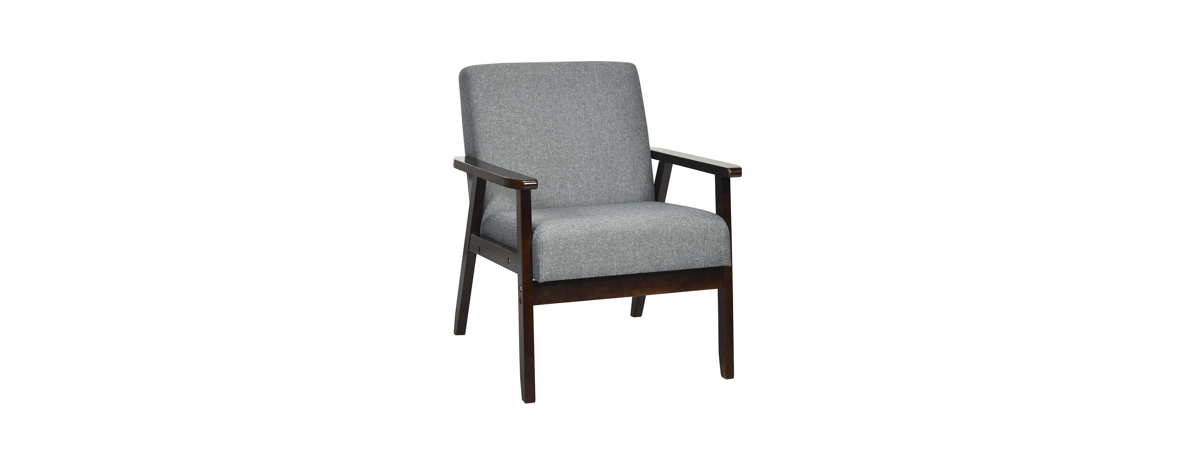 Mecale Solid Rubber Wood Fabric Accent Armchair