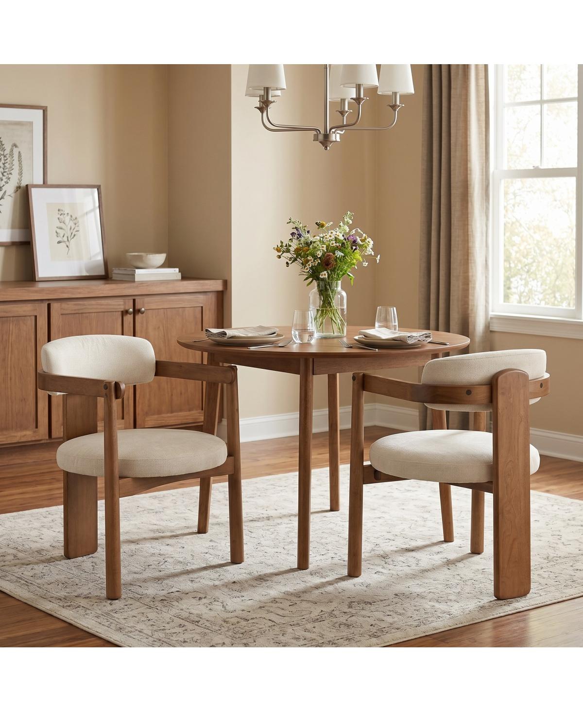 Streamdale Furniture Set of 2 Mid-Century Linen Dining Chairs