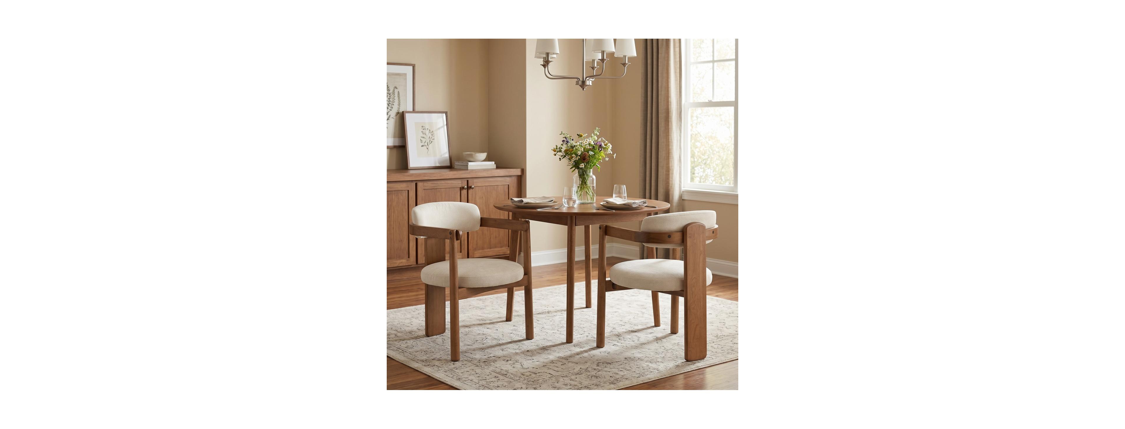 Streamdale Furniture Set of 2 Mid-Century Linen Dining Chairs